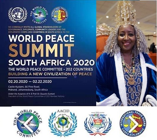 الملكة شيبا نائب رئيس AACID تختتم قمة السلام العالمية 2020 في جنوب إفريقيا Queen Shibah concludes the 2020 World Peace Summit in South Africa